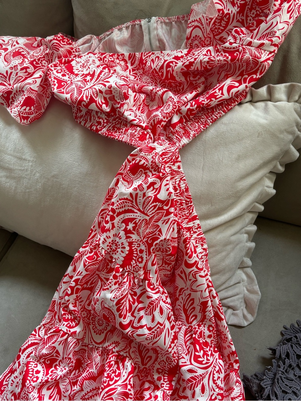 Red and White Floral Summer Dress
